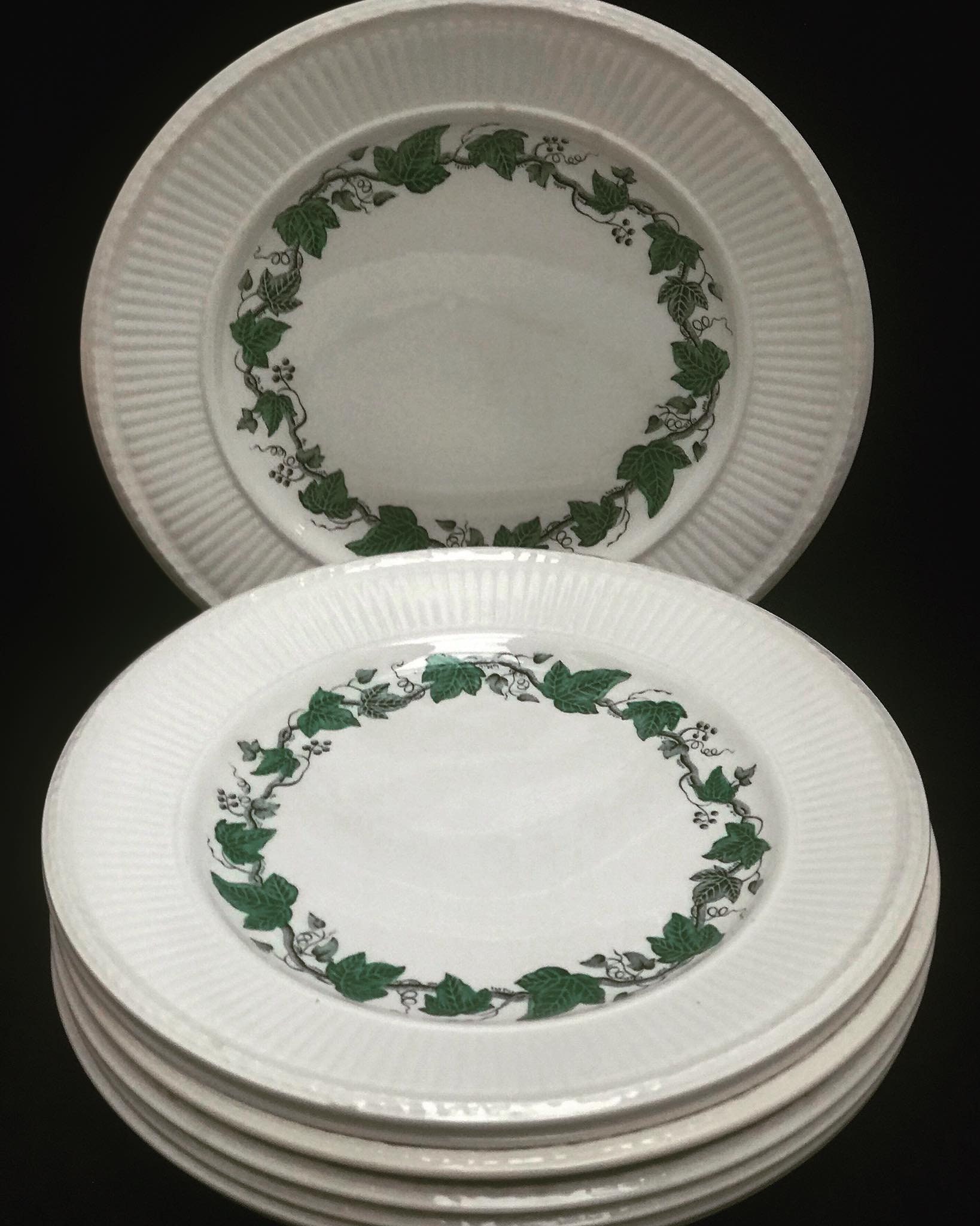 Salad Plates Vintage Wedgwood Edme Stratford Green Ivy Leaves Etsy