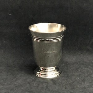 Tumbler Christofle silver plated Baptism gift for children engraved Claudine 1985 Timbale gift for Claudine gift for child new born gift