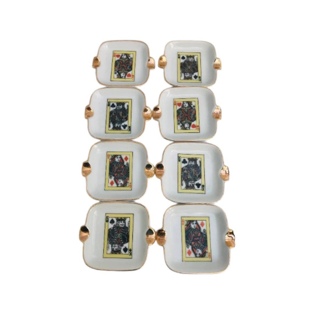 Poker Bridge Canasta Playing Cards Ashtrays Set of 8 Collectible
