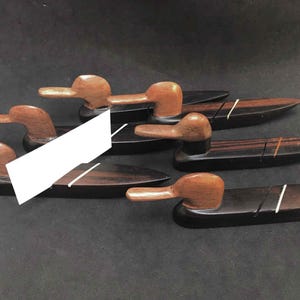 Ensemble de 6 porte-couteaux en bois de canard vintage, porte-cartes de visite, chasseur de pays des animaux, cadeau décoratif bohème chic pour la maison, amateur de chasse au canard français
