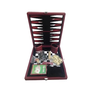 ヴィンテージ ボードゲーム バックギャモン 旅行用 チェス ポーカー サイコロ トランプ ケース テーブルセット ケース ポータブル ゲームセット 家族へのギフト