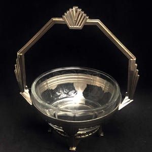 Butter Dish Art Deco caviar Chromed metal Breakfast Set Vintage wedding gift Dish French hostess gift jam bowl Sweets dish nuts dish