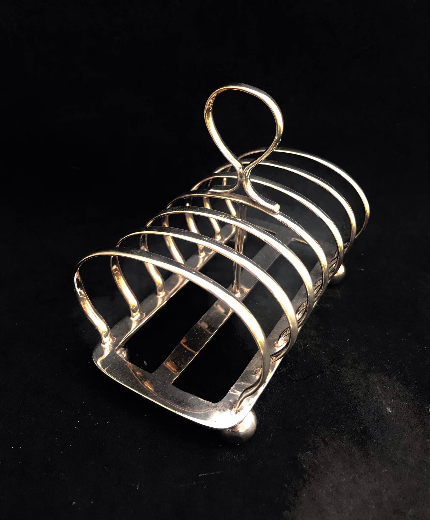 アンティークシルバーメッキトーストラック：英国ビクトリア朝の朝食