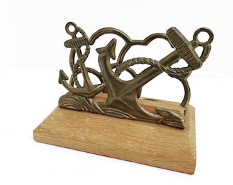 Vintage Brass Nautical Letter Rack: Coastal Home Desk Organizer