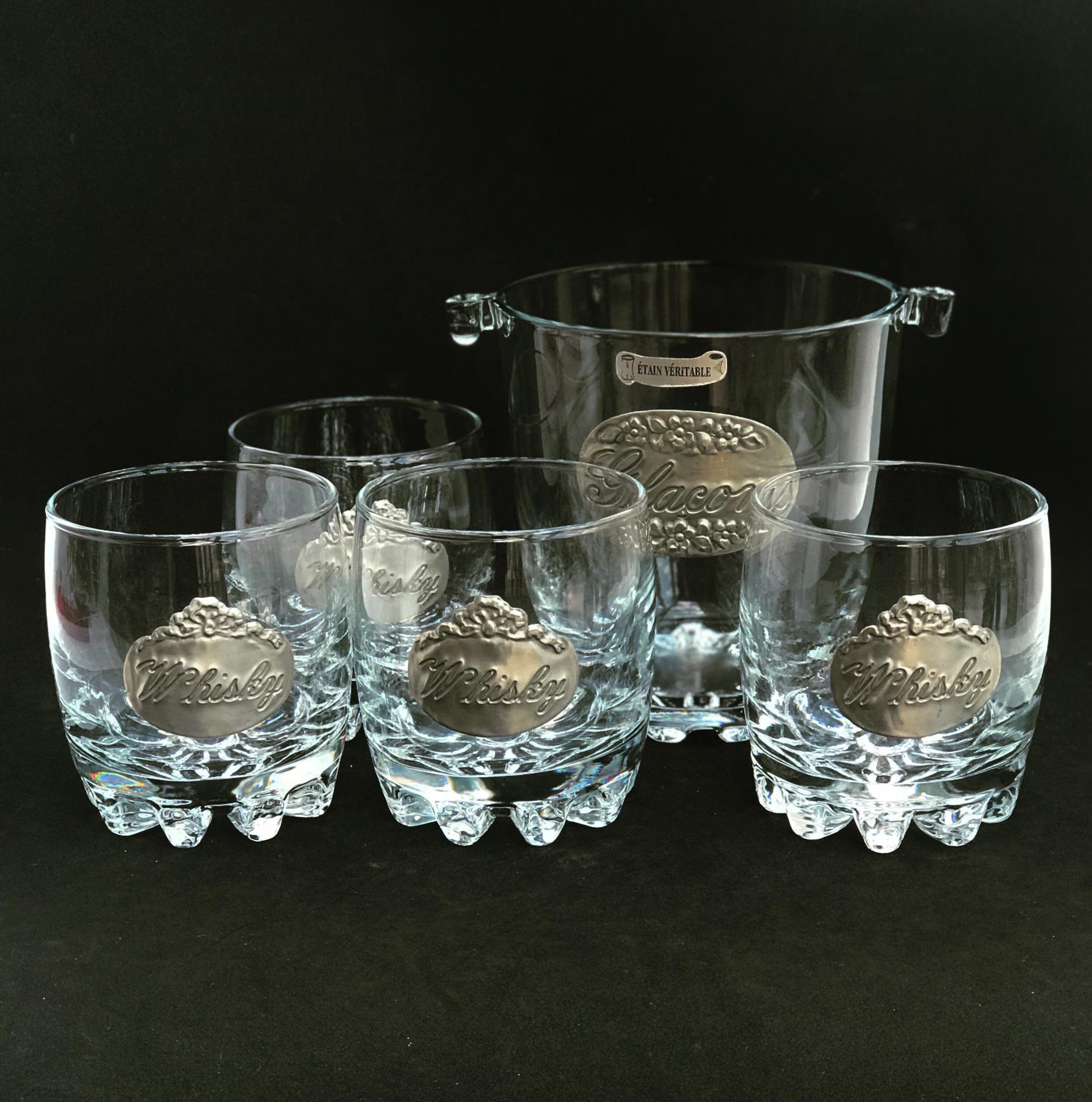 Whisky Glass Couple Set 4 Heavy Glass With Ice - Etsy