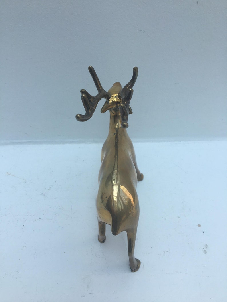 Brass Deer Figurine Buck Brass Reindeer Midcentury Brass Deer Etsy