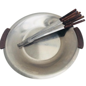 Fondue forks set cutlery barbecue accessories raclette plate, Scandinavian tray Mid Century  fondue bourguignonne meat tray chocolate 60s