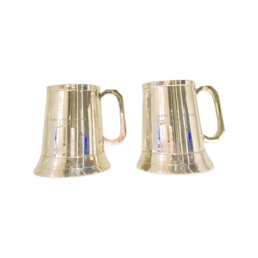Tankards Large Mugs Beer Mug Trophy Silver Plated Metal, Engraved merry