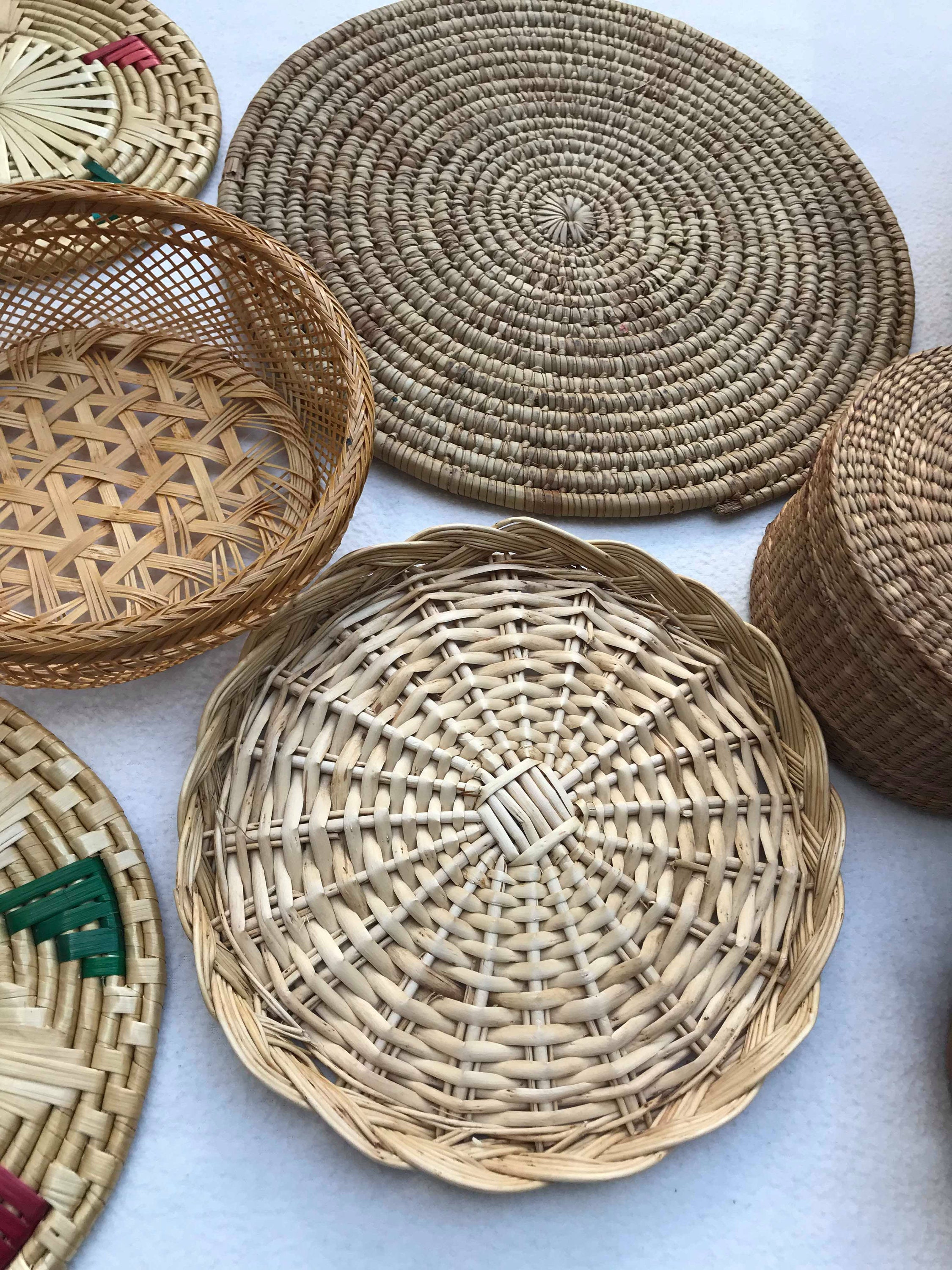 Boho wall art Woven Basket Wicker wall basket round rattan ...