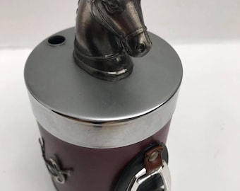 horse cigarette dispenser Vintage Horse Head Cigarette Dispenser, Brown Faux Leather Desk Accessory