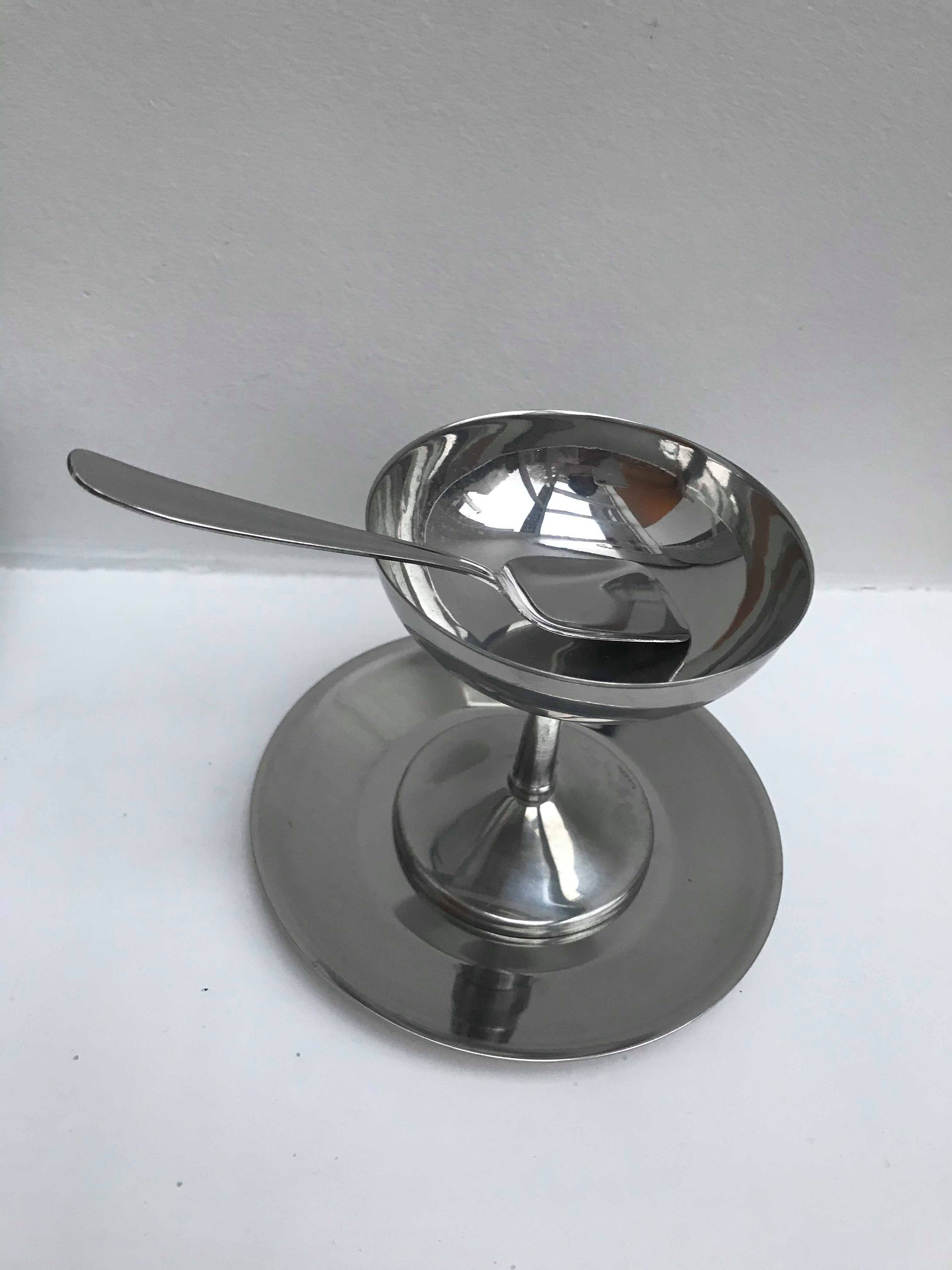 Ice Cream Set 6 Cups Stainless Steel with 6 spoons Vintage ...