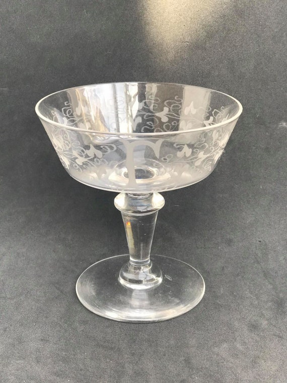1 Coppa di champagne antico Vintage Cristallo francese inciso