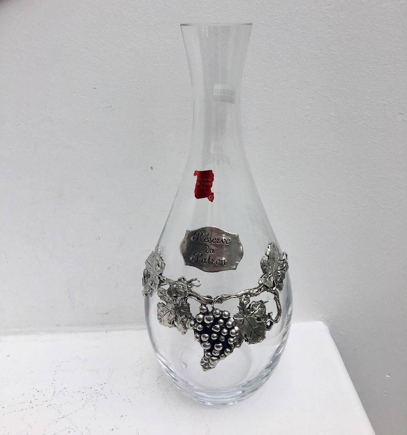 French Wine Decanter Glass Carafe Wine Bottle Tinware Etsy
