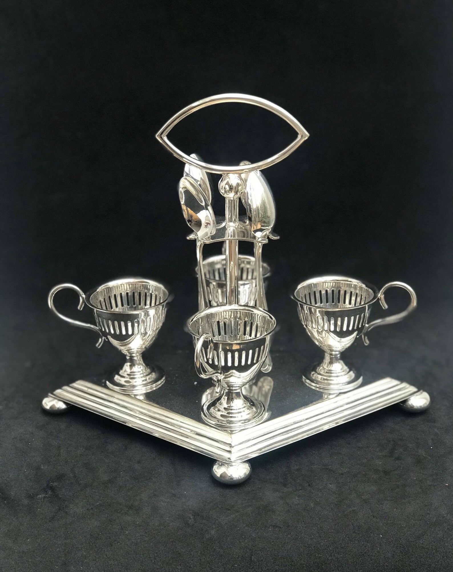 Antique Egg Holder Set Victorian Breakfast Set Silver Plated 4 Etsy