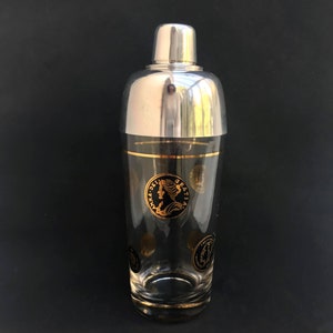 Cocktail Shaker Metall und Glas Mid Century Bar Zubehör, Retro Bar Martini Shaker, Vintage Bar Ware, Mid Century, 1950er Jahre Geschenk für ihn