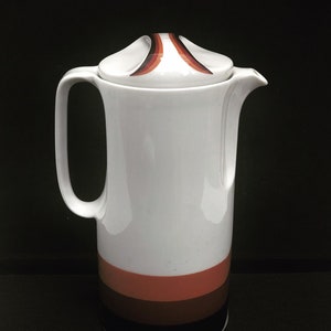 Coffee Pot Porcelain Eschenbach Bavaria Germany 1970s,  Old Jar White Brown Porcelain, German porcelain decor 70s Made in Germany