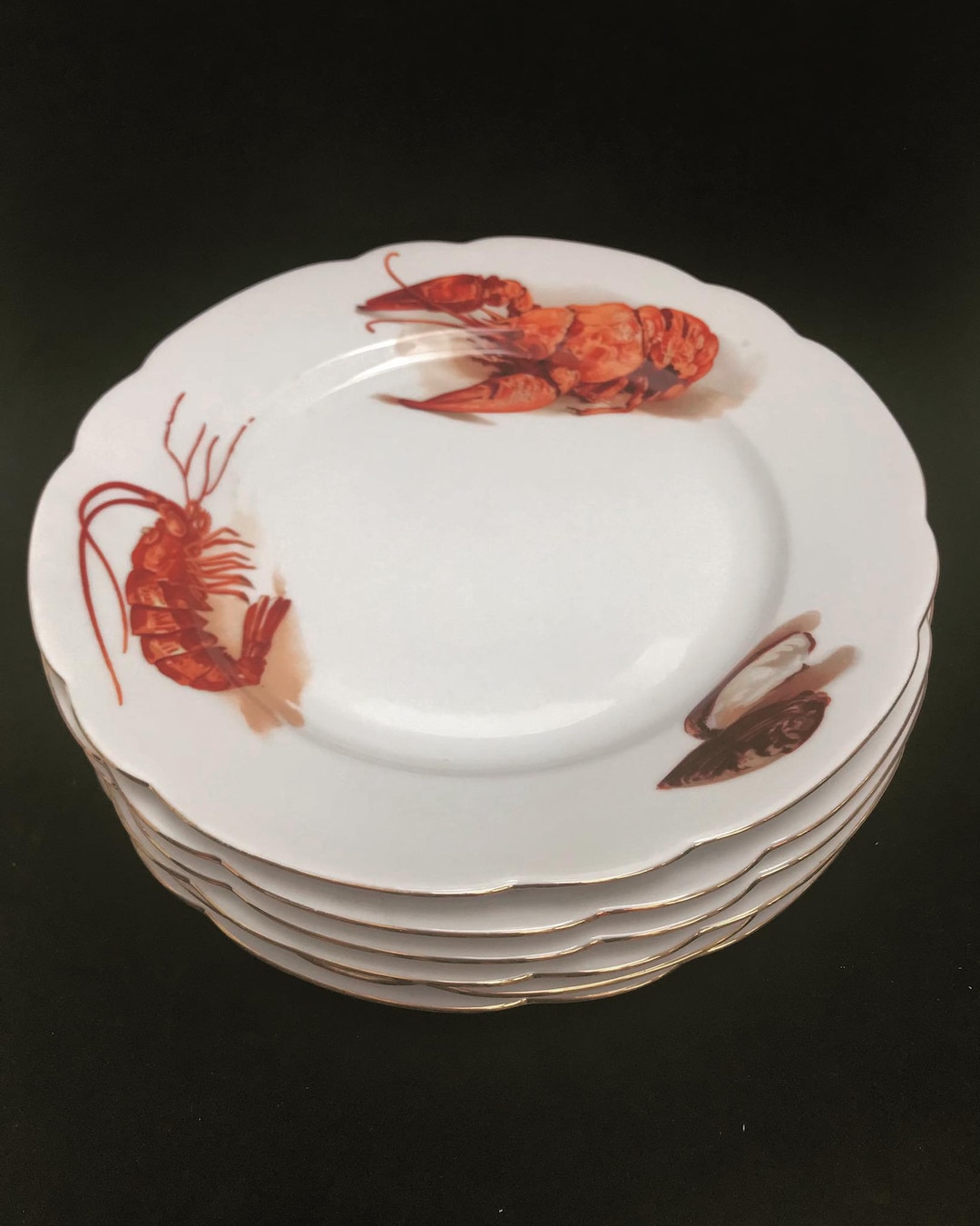 Lobster Plates Dish Set Plates Seafood Vintage French Etsy Canada