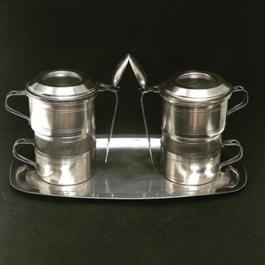French Vintage Coffee Makers Art Deco Single Cup Coffee filter french coffee Filter Single Cup  Silver Plated French Vintage Drip O Lator
