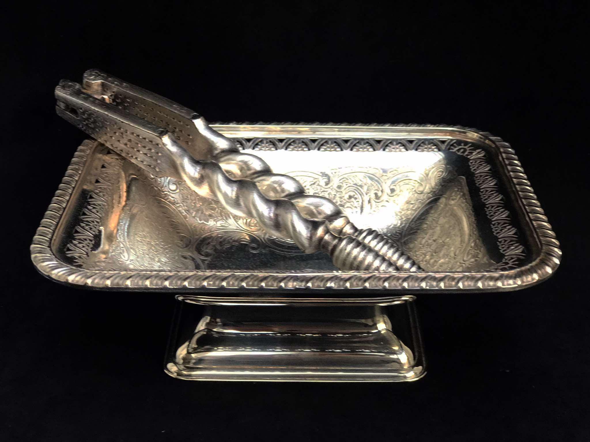 なー　英国 アンティーク Barker Ellis シルバープレートトレイ Antique Barker-ellis Silver Plated Gallery Serving Tray With
