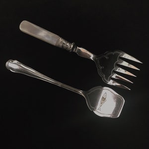 Sardine Fork and knife Victorian Silver plated server decorative fork English Antique collection gift for hostess christmas table gothic