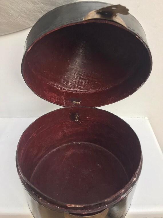 Hat Box Chinese Antique Black Lacquered Decorative Bo… Gem