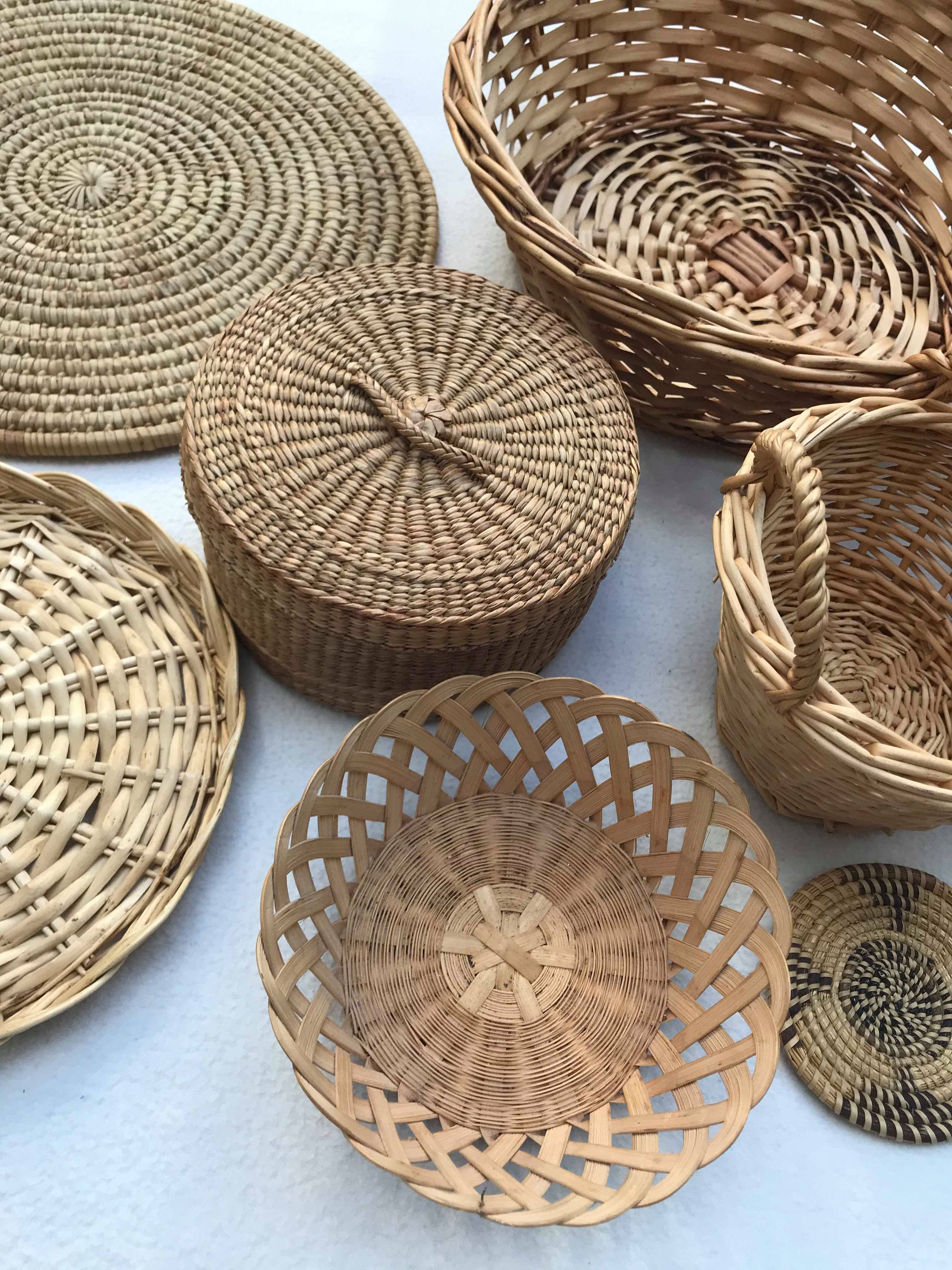 Boho wall art Woven Basket Wicker wall basket round rattan ...