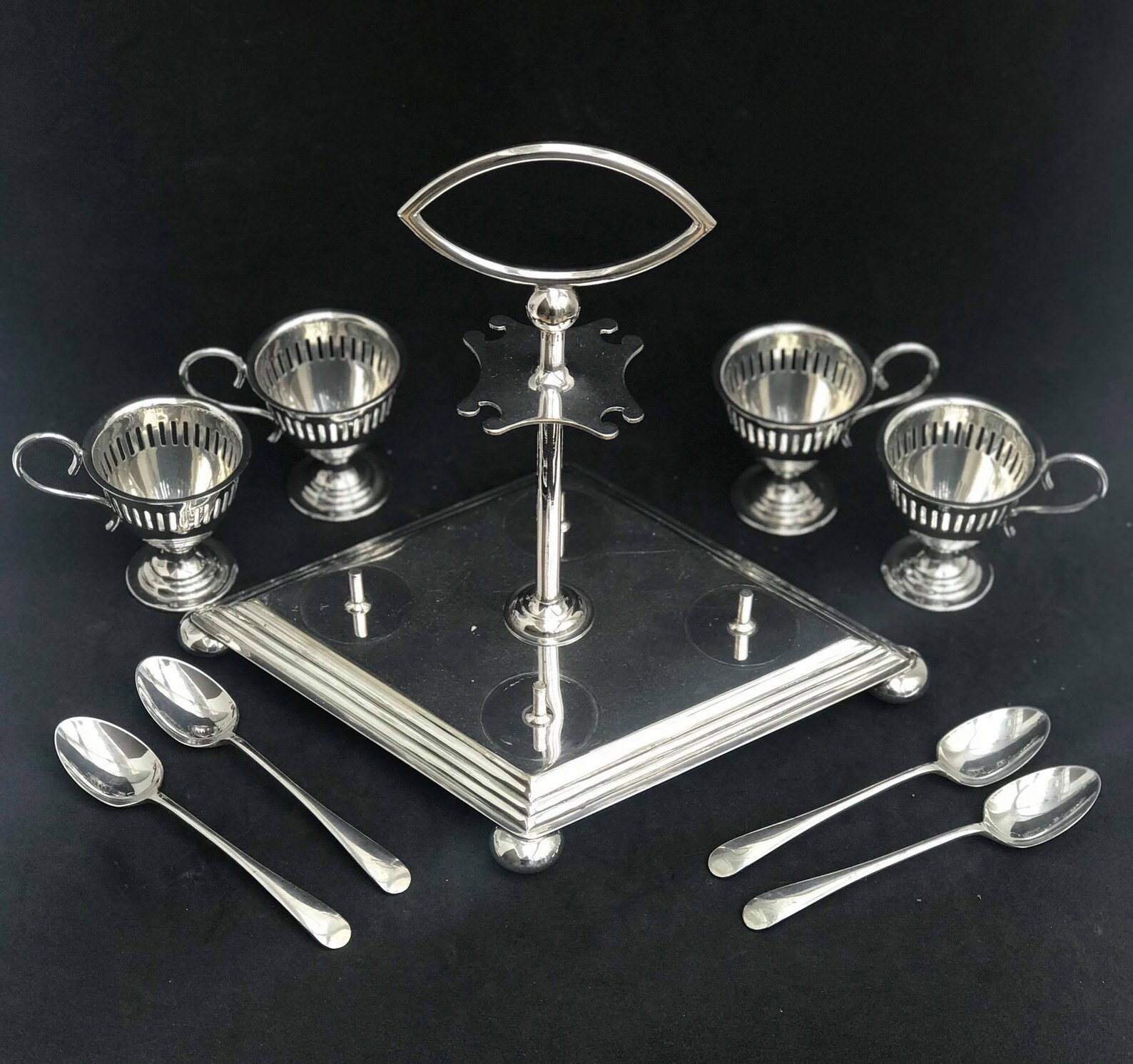 Antique Egg Holder Set Victorian Breakfast Set Silver Plated 4 Etsy
