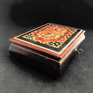 Trinket Wooden marquetry Jewelry Box, with key  Multipurpose Box mosaic, wood box vintage 60s