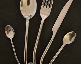 Set van 5 French Swirl-bestek: gedraaid vervangend bestek in middeleeuwse stijl