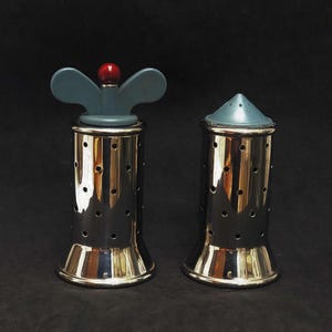 Alessi salt shaker and pepper mill Peugeot Vintage 90s Michael Graves Italian Design collection Modernist decor Kitchen decor gift for him