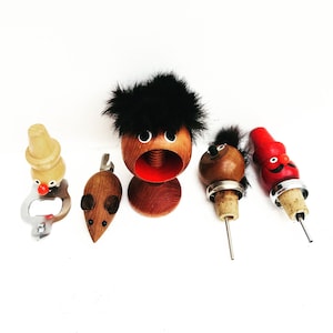 Barware 1950s, Vintage fun Mid-Century bottle stoppers, Danish Bar Tools  Bottle Cap, Quirky bottle stop, Danish wine, Wooden Bottle Stopper