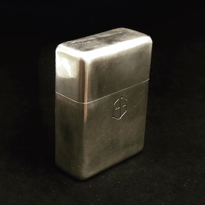 Scatola placcata in argento Scatola da collezione in metallo per tabacco Scatola per bigiotteria placcata in argento Scatola per carte da sigarette vintage HF danese, Tobacciana