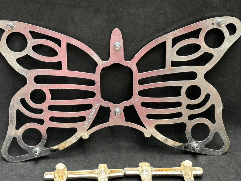 Trivet metal lot de 2 trivets vintage, 1 bamboo Tramontina 1 butterfly San Marco adjustable trivet image 9