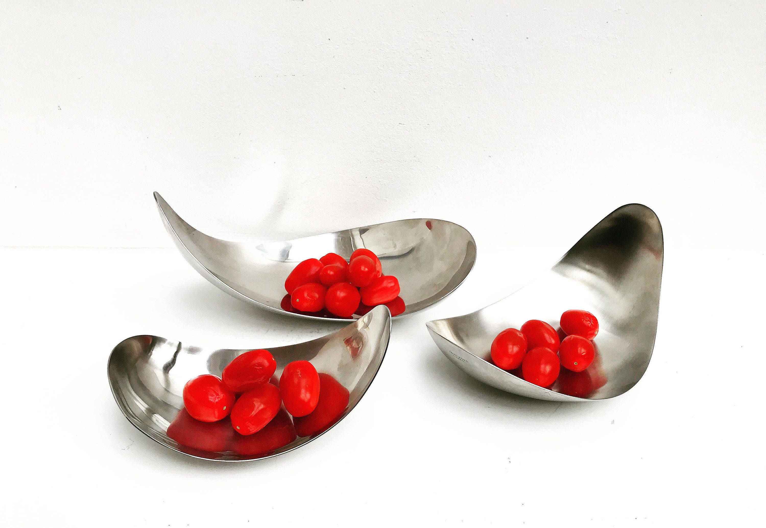 Georg Jensen Leaf Dish Set: Vintage Danish Stainless Steel 