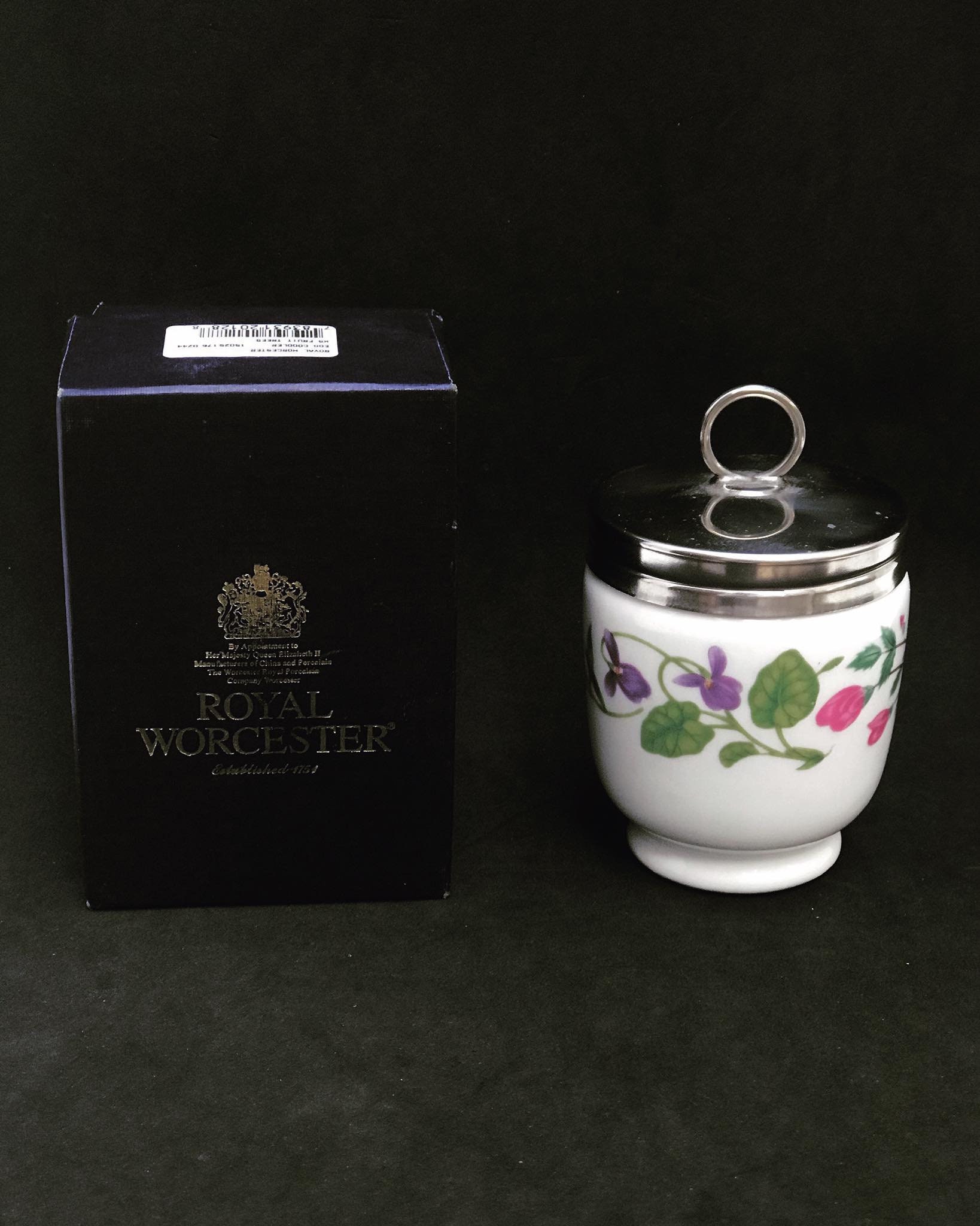  Worcester ロイヤルウースター　エッグコドラー　箱入　未使用 ロイヤルウースターフローラルデザイン 磁器製エッグコドラー3個セット