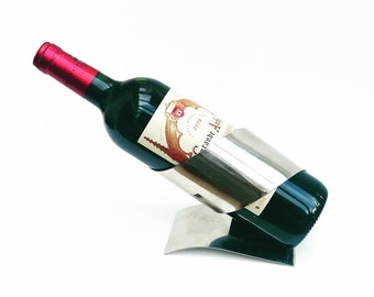 Modernist Stainless Steel Wine Cradle: Bar Accessories Gift