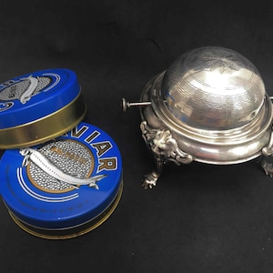 Caviar small dish Butter Dish with Lid Roll top Silver Plated Breakfast Vintage Butter globe domed Lidded Dish Antique English wedding gift
