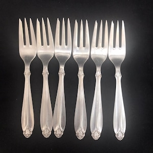 Flatware dessert fork cake oysters  set 6 ABSA Danish Silver plated  Antique flatware cutlery Scandinavian Antique