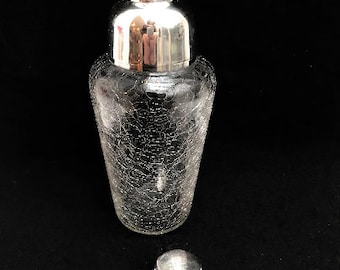 Cocktailshaker i glas från mitten av århundradet: Försilvrad barbehör