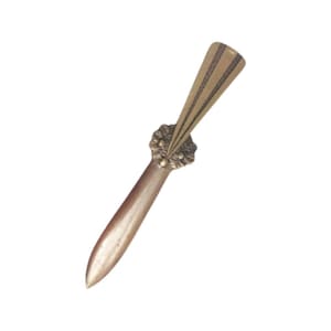 Abrecartas Art Deco de bronce, abrecartas, cuchillo cortador de papel de bronce escandinavo danés, regalo para él, accesorios de escritorio, decoración antigua de los años 20