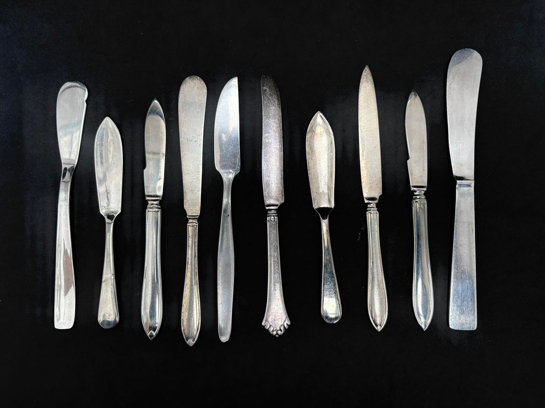 Butter Knives Set 10 Vintage 1920s Silver Plated Flatware Antique
