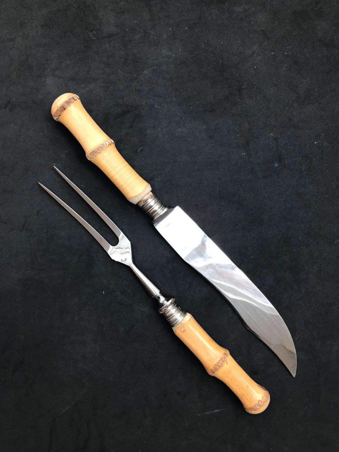 Bamboo Cutlery Set Carving Knife Fork Boho Chic Bohemian Tiki Folk ...