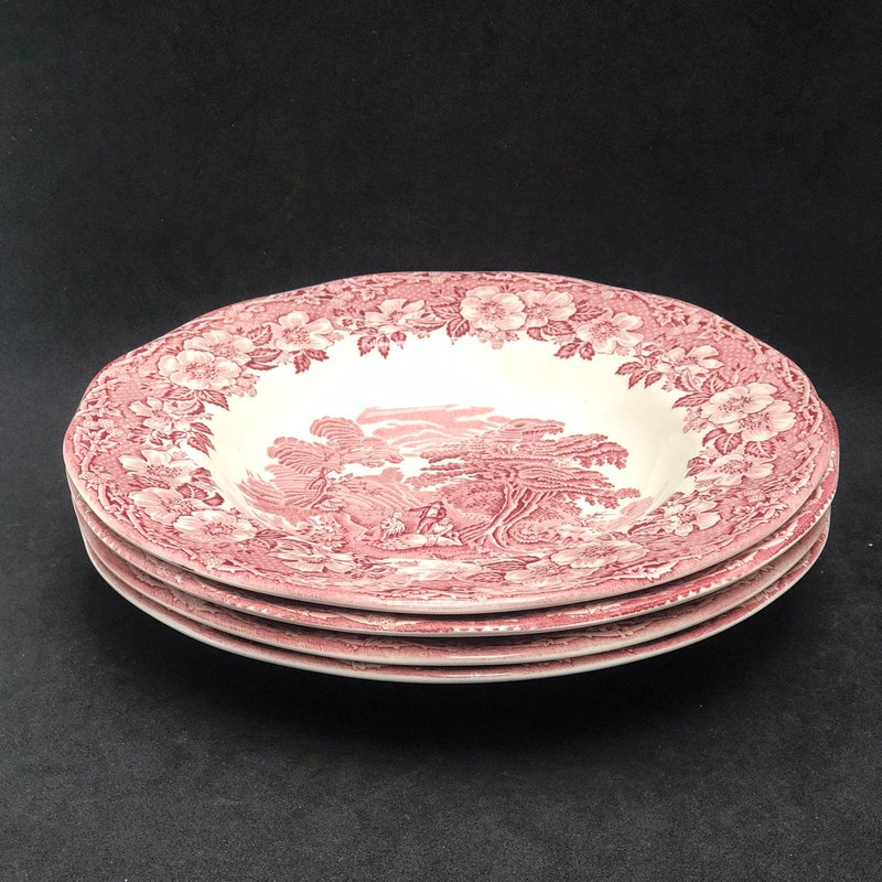 Red Transferware Set Red Transferware - Etsy
