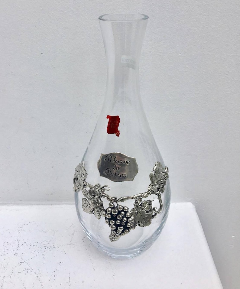 French Wine Decanter Glass Carafe Wine Bottle Tinware Etsy