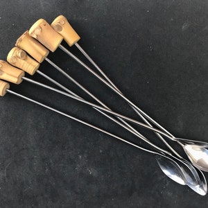 Cocktail spoons ice cream bamboo handle stirrer vintage  bar accessories boho bar tiki bar long coffee cold tea bar tools bohemian gift