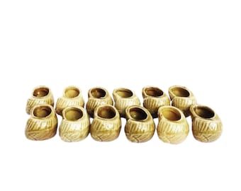 Ceramic Escargot Shells, Snail Serving Shells, Set of 12 French Vintage Table, French Pottery, Retro Table, ceramic baking shells, 1970s