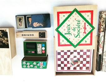 Jeux Societé Ensemble multi-jeux vintage, multi-usages, jeu d'échecs, backgammon dames jeu de dés dominos, cartes à jouer Jeu de l'oie