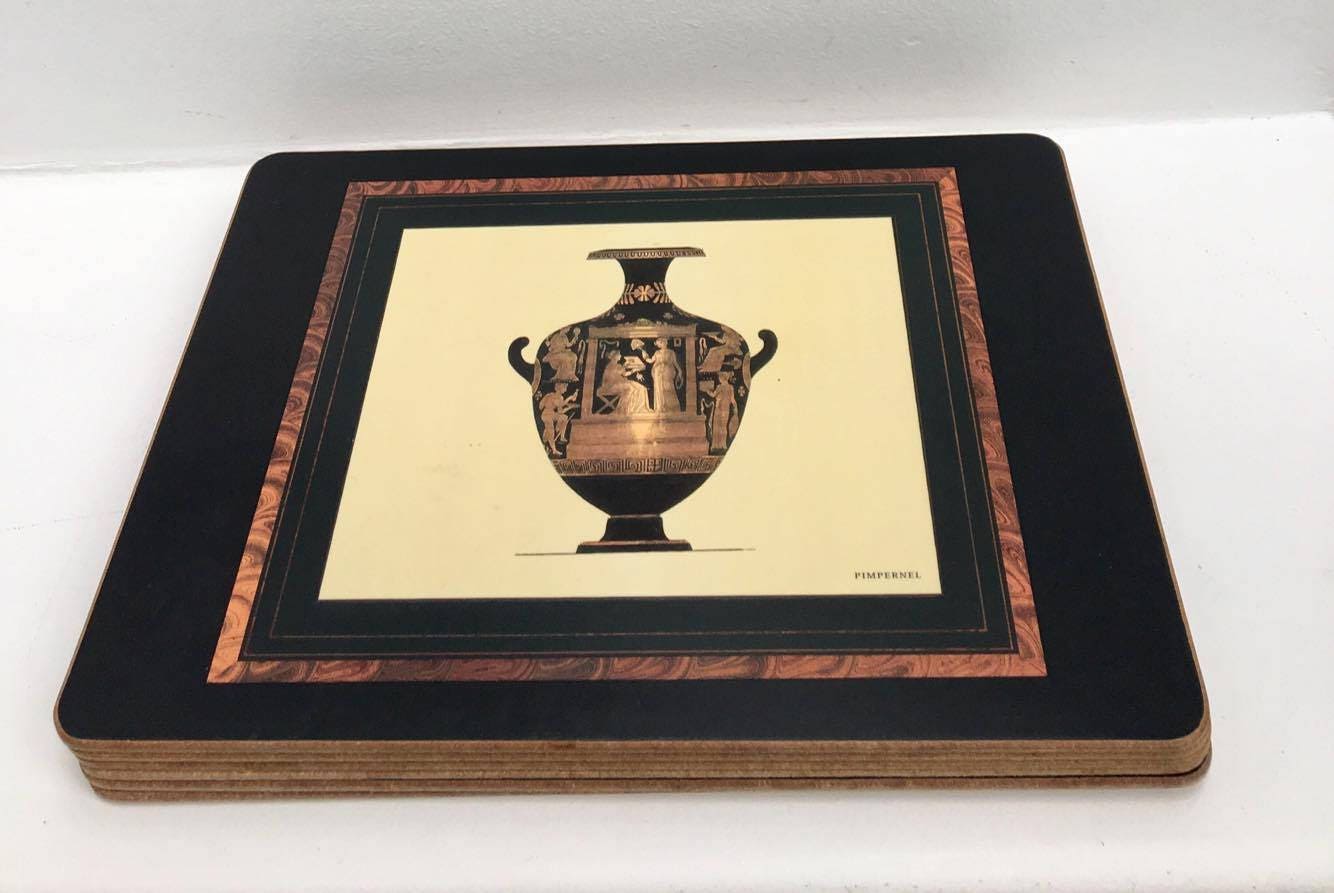 Pimpernel Placemats Cork Table Mats Set Of 6 New Pimpernel Vintage Placemats English Wooden Cork Rare Piece Amphora