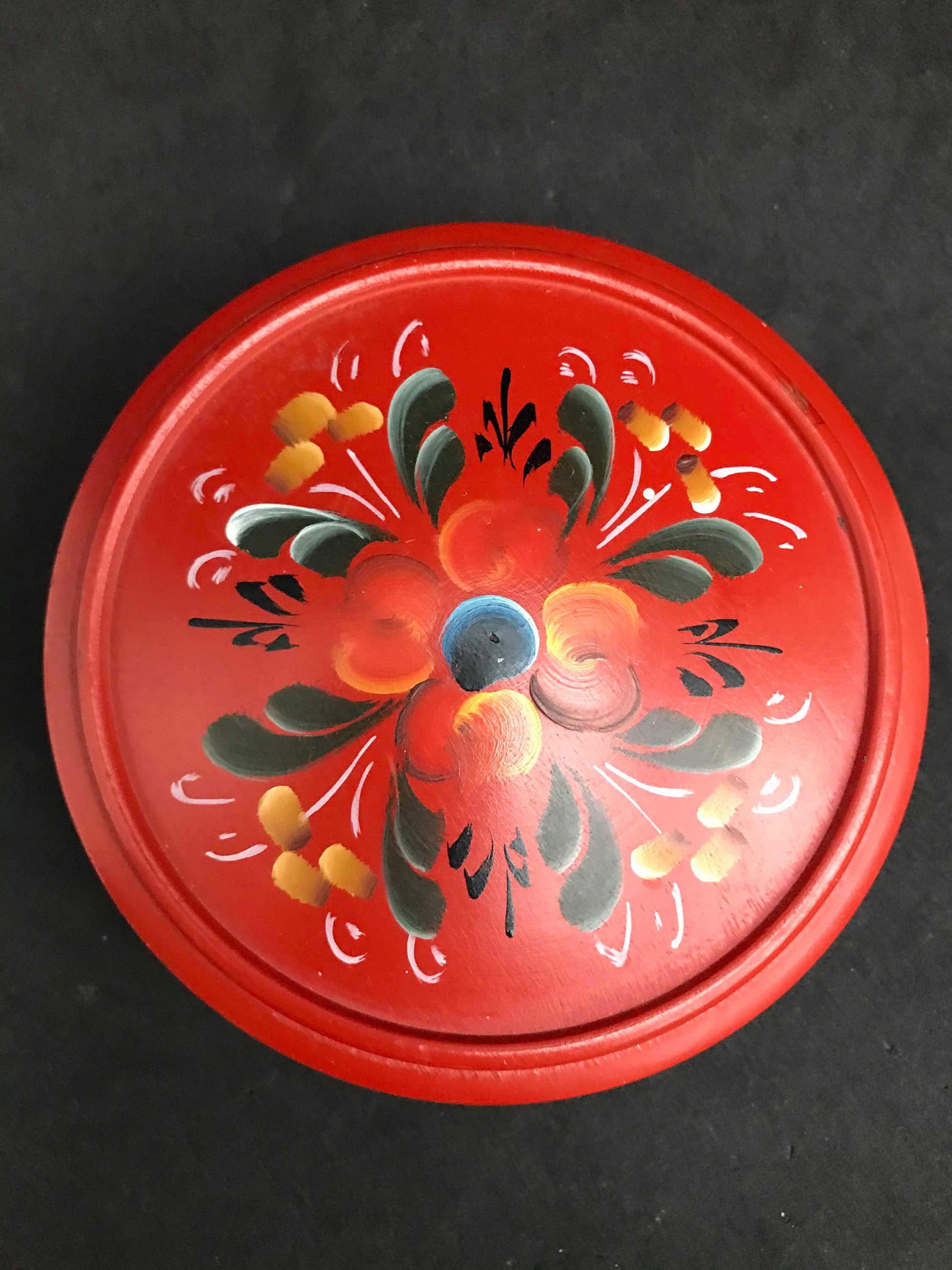 Vintage Rosemaling box Norwegian Hand Painted Rosemaled Wood Box