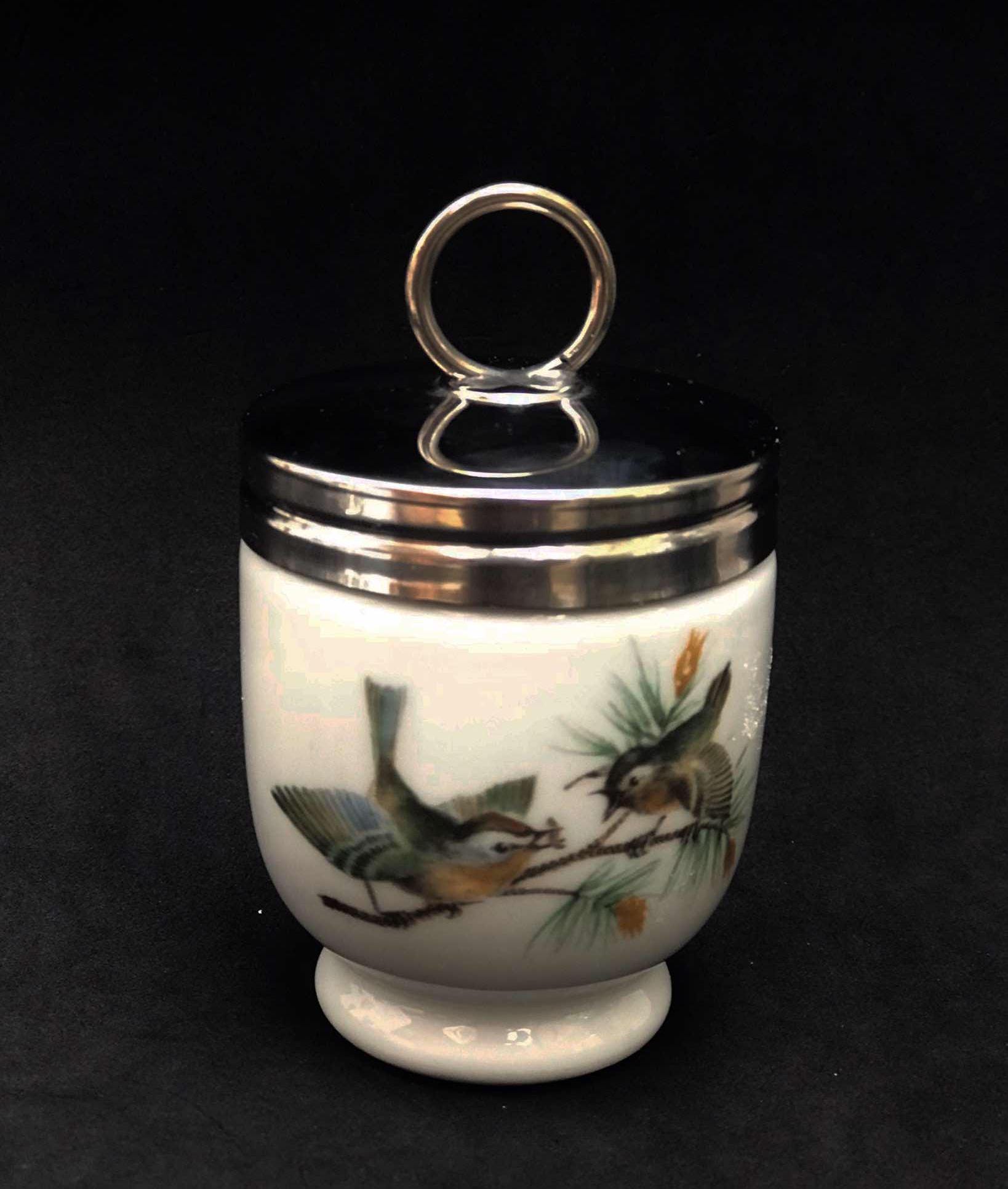 Vintage Royal Worcester Egg Coddler: Birds Motif Porcelain